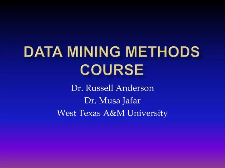 data mining methods course