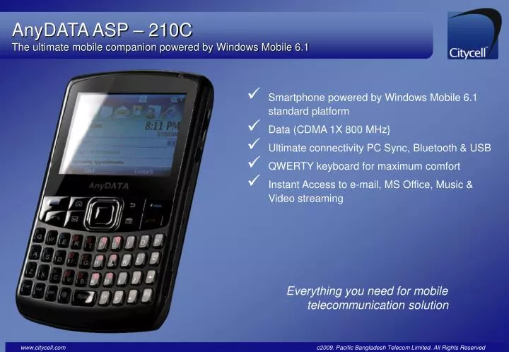 anydata asp 210c the ultimate mobile companion powered by windows mobile 6 1