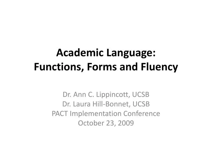 academic language functions forms and fluency