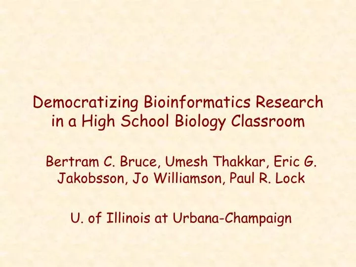 democratizing bioinformatics research in a high school biology classroom