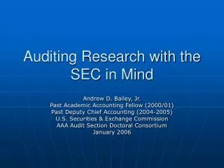 Auditing Research with the SEC in Mind