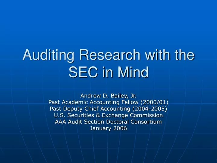 auditing research with the sec in mind