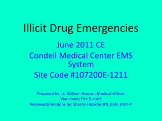 Illicit Drug Emergencies