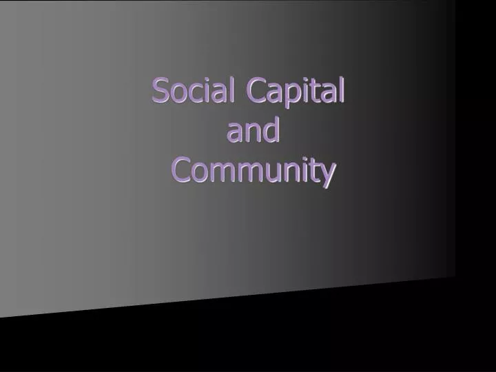 social capital and community