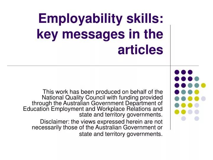 employability skills key messages in the articles