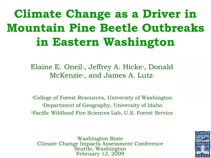 climate change as a driver in mountain pine beetle outbreaks in eastern washington