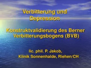 verbitterung und depression