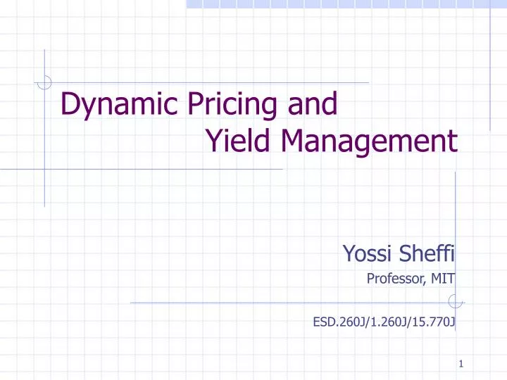 dynamic pricing and yield management