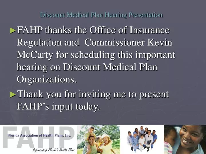 discount medical plan hearing presentation