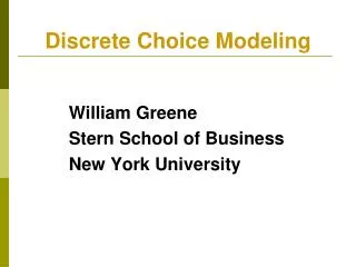 Discrete Choice Modeling