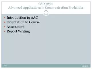 CSD 5230  Advanced Applications in Communication Modalities