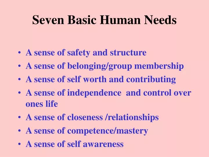 seven basic human needs