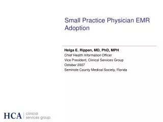 Small Practice Physician EMR Adoption