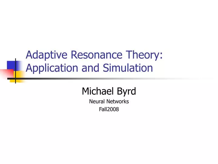 adaptive resonance theory application and simulation