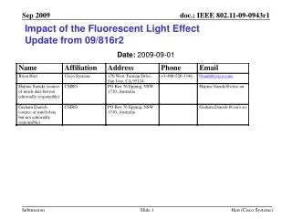 Impact of the Fluorescent Light Effect Update from 09/816r2