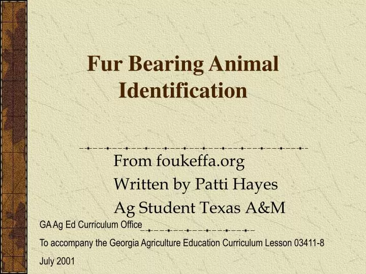 fur bearing animal identification