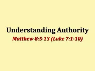 Understanding Authority