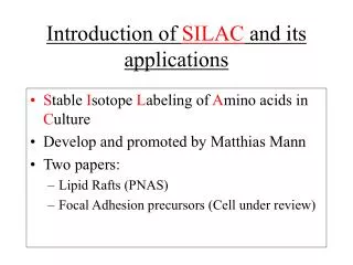 Introduction of SILAC and its applications