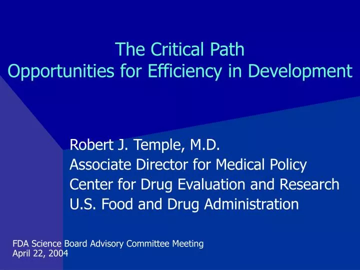 the critical path opportunities for efficiency in development