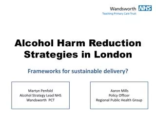 Alcohol Harm Reduction Strategies in London