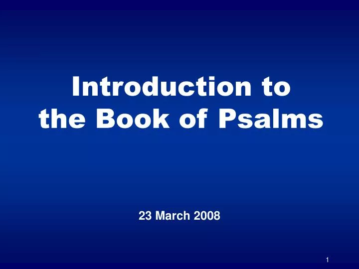 introduction to the book of psalms