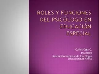 Roles y funciones del psicólogo en educación especial