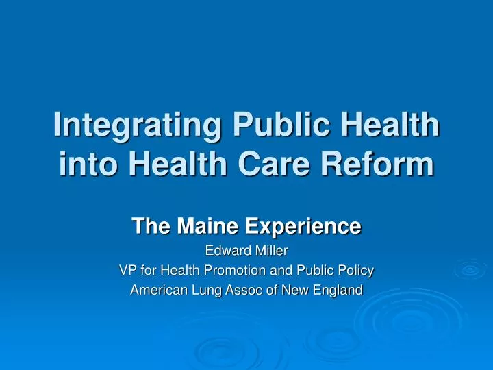 integrating public health into health care reform