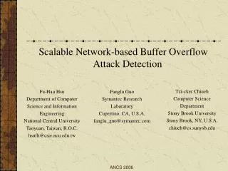 Scalable Network - based Buffer Overflow Attack Detection