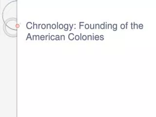 Chronology: Founding of the American Colonies