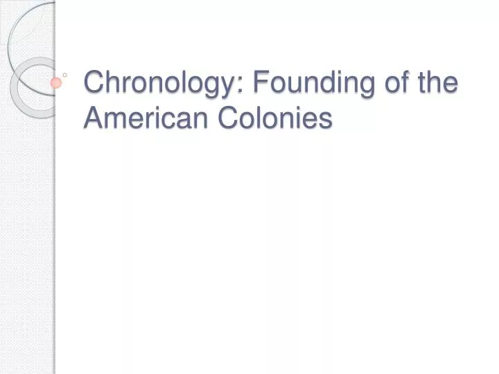 chronology founding of the american colonies