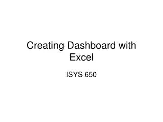Creating Dashboard with Excel