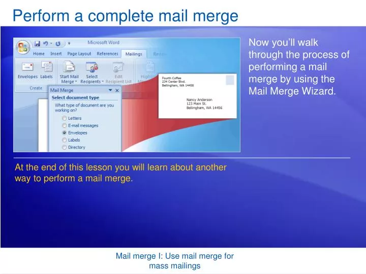 perform a complete mail merge