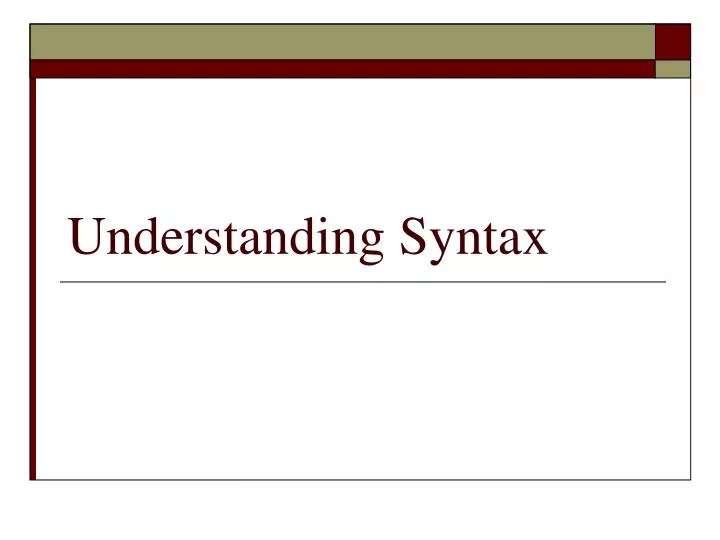 understanding syntax
