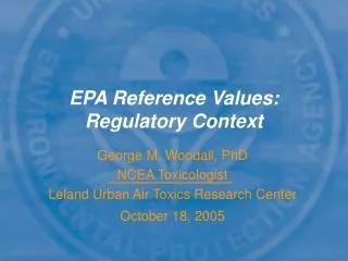 EPA Reference Values: Regulatory Context