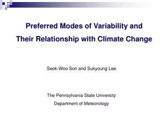 Preferred Modes of Variability and Their Relationship with Climate Change