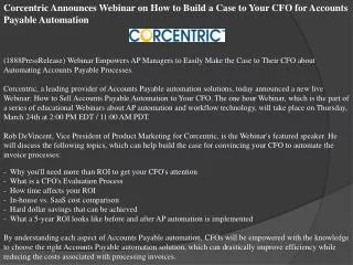 Corcentric Announces Webinar on How to Build a Case to Your