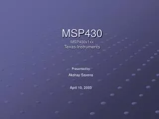 MSP430 MSP430x1xx Texas Instruments