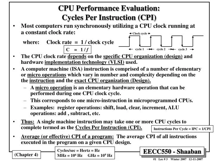 cpu performance evaluation cycles per instruction cpi