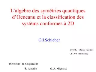 L’algèbre des symétries quantiques d’Ocneanu et la classification des systèms conformes à 2D