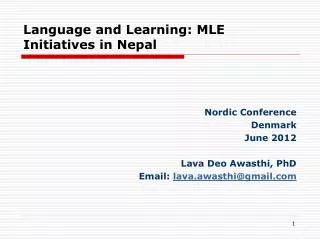 Language and Learning: MLE Initiatives in Nepal