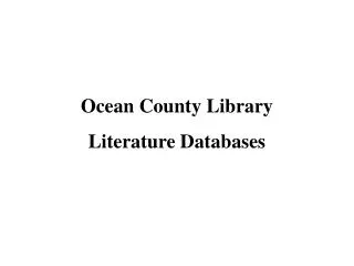 Ocean County Library Literature Databases