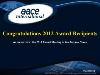 Congratulations 2012 Award Recipients