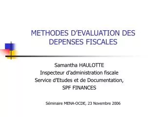 methodes d evaluation des depenses fiscales