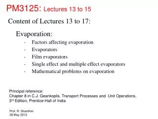 PM3125: Lectures 13 to 15