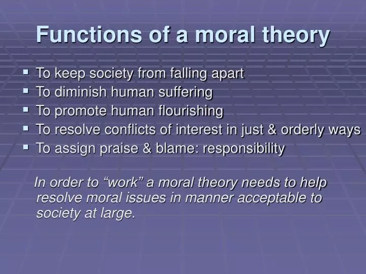 functions of a moral theory
