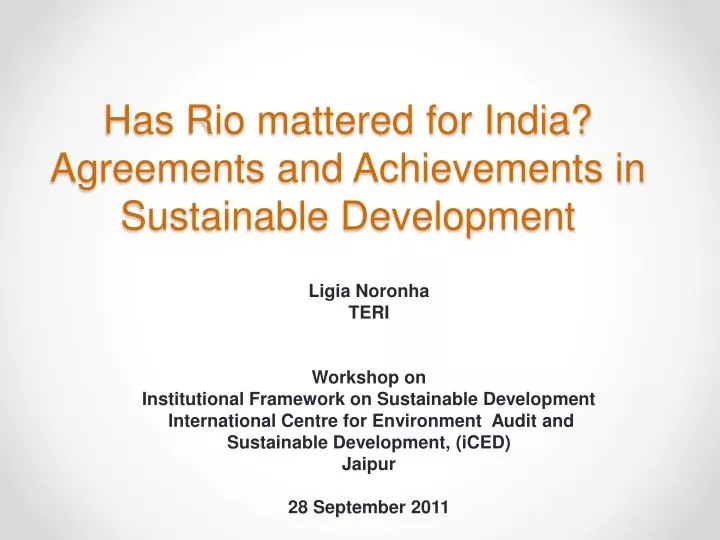 has rio mattered for india agreements and achievements in sustainable development