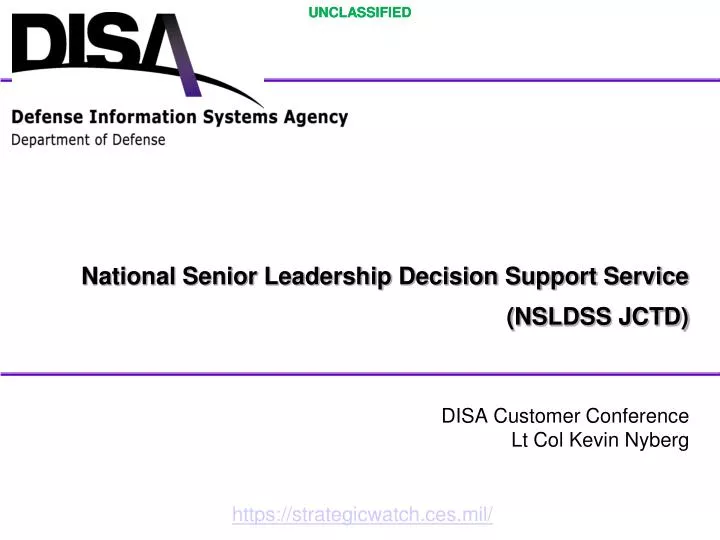 national senior leadership decision support service nsldss jctd