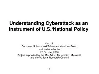 Understanding Cyberattack as an Instrument of U.S./National Policy