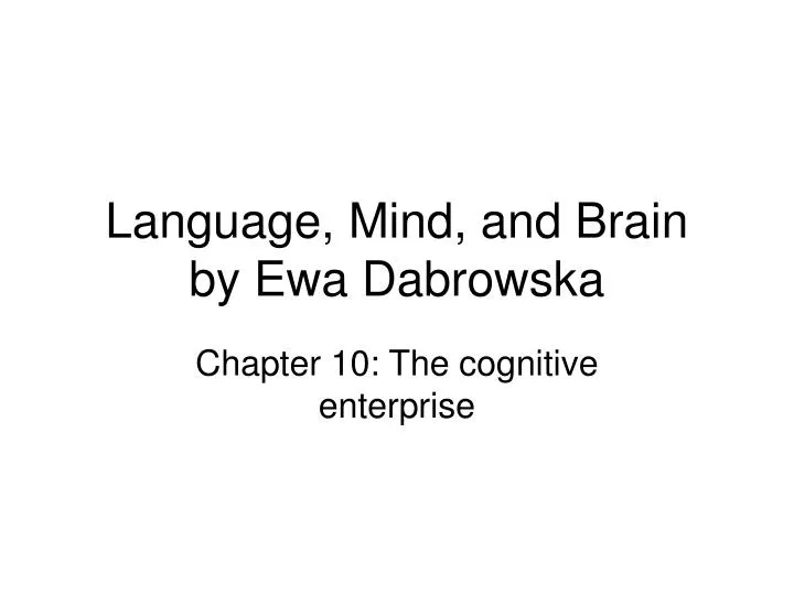 language mind and brain by ewa dabrowska
