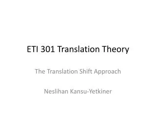 ETI 301 Translation Theory
